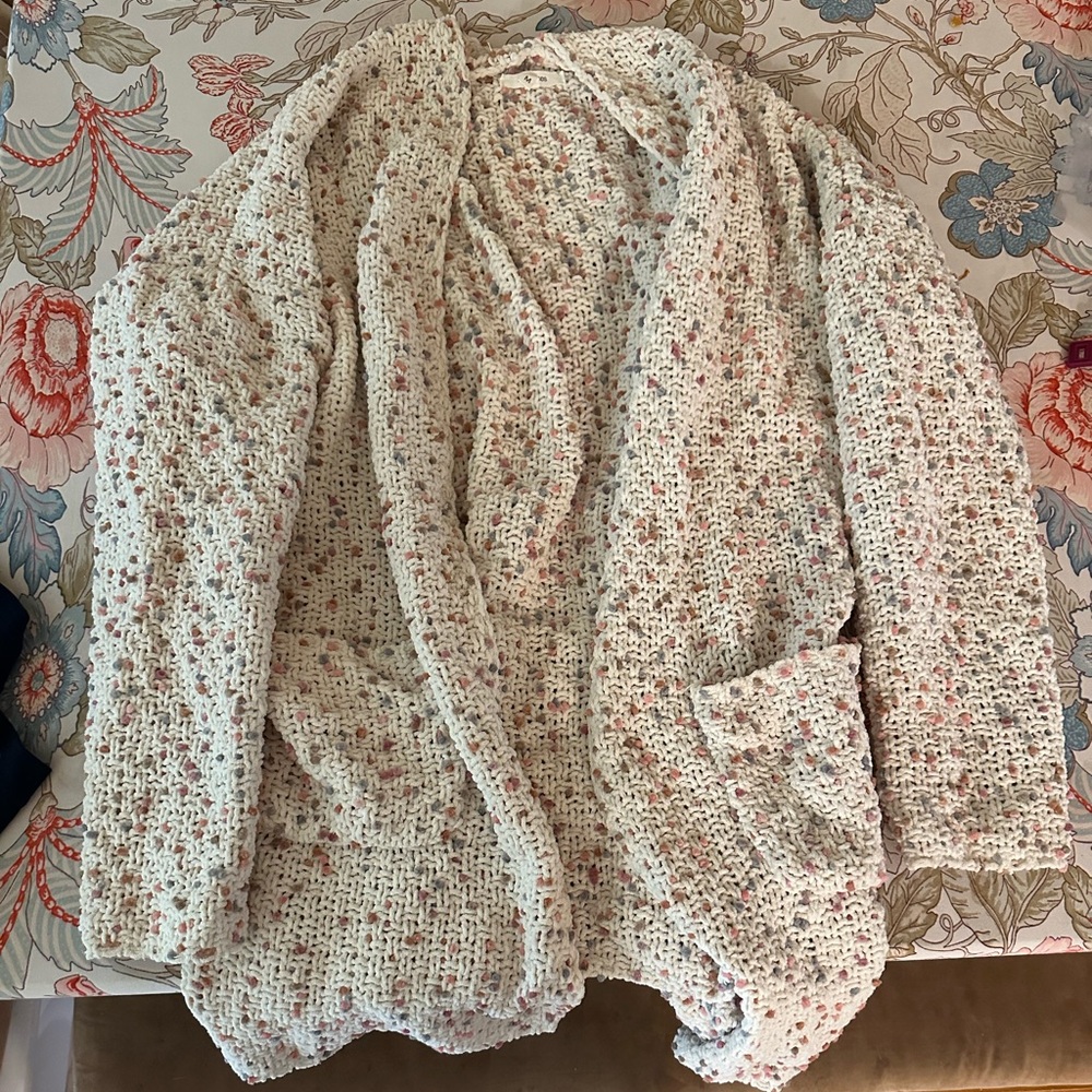 Maurices Cream and Pink Textured Cardigan